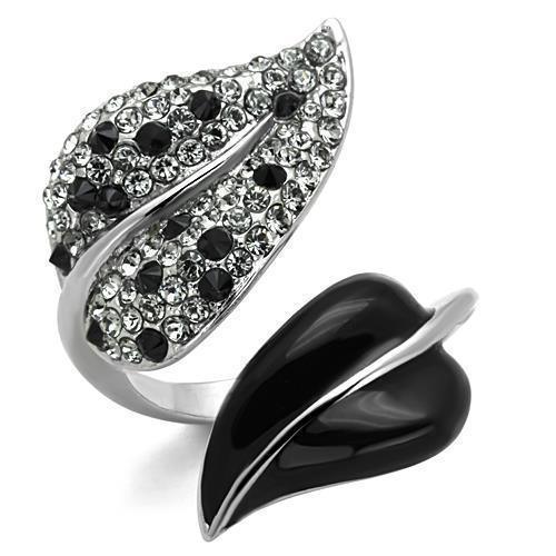 Silver Black Leafs Anillos Para Mujer Color Plata de 316L Acero Inoxidable - Jewelry Store by Erik Rayo