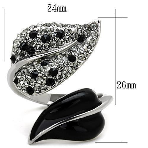 Silver Black Leafs Anillos Para Mujer Color Plata de 316L Acero Inoxidable - Jewelry Store by Erik Rayo