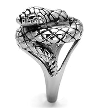 Load image into Gallery viewer, Silver Snake Ring Anillo Para Hombre Mujer y Ninos Unisex Kids 316L Stainless Steel Ring con Epoxi en Jet - Jewelry Store by Erik Rayo
