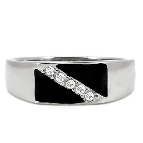 Rings for Men Silver Stainless Steel TK414701 with Top Grade Crystal in Clear - Jewelry Store by Erik Rayo