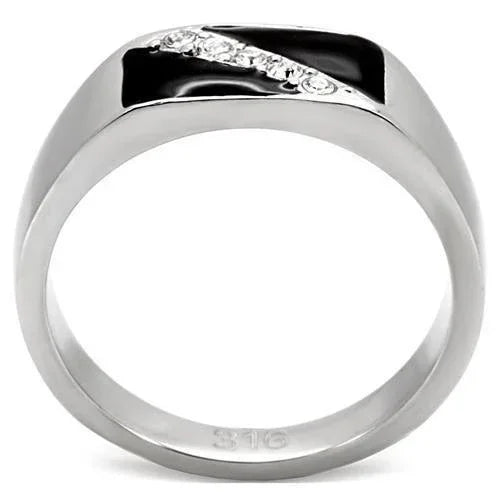 Rings for Men Silver Stainless Steel TK414701 with Top Grade Crystal in Clear - Jewelry Store by Erik Rayo