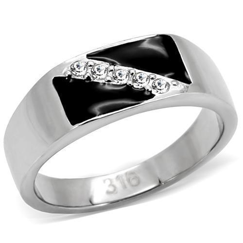 Rings for Men Silver Stainless Steel TK414701 with Top Grade Crystal in Clear - Jewelry Store by Erik Rayo