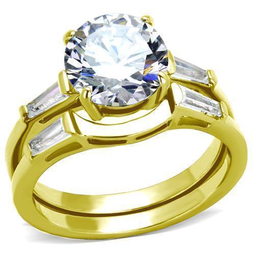 Gold Rings for Women Stainless Steel TK44701 with AAA Grade Cubic Zirconia in Clear - Jewelry Store by Erik Rayo