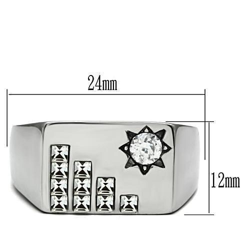 Rings for Men Silver Stainless Steel TK481 with AAA Grade Cubic Zirconia in Clear - Jewelry Store by Erik Rayo
