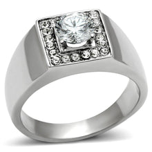 Load image into Gallery viewer, Rings for Men Silver Stainless Steel TK483 with AAA Grade Cubic Zirconia in Clear
