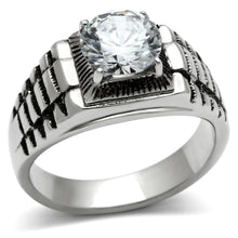 Load image into Gallery viewer, Rings for Men Silver Stainless Steel TK485 with AAA Grade Cubic Zirconia in Clear
