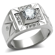 Load image into Gallery viewer, Rings for Men Silver Stainless Steel TK486 with AAA Grade Cubic Zirconia in Clear
