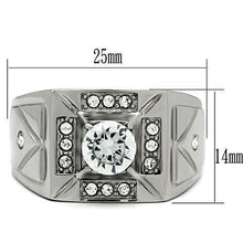 Load image into Gallery viewer, Rings for Men Silver Stainless Steel TK486 with AAA Grade Cubic Zirconia in Clear
