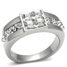 Load image into Gallery viewer, Rings for Men Silver Stainless Steel TK487 with Top Grade Crystal in Clear
