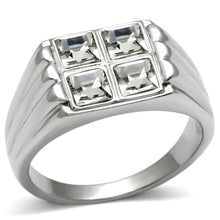 Load image into Gallery viewer, Rings for Men Silver Stainless Steel TK488 with Top Grade Crystal in Clear

