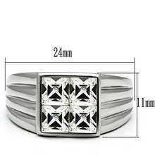 Load image into Gallery viewer, Rings for Men Silver Stainless Steel TK489 with Top Grade Crystal in Clear
