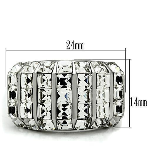 Silver Rings for Women Stainless Steel TK490 with Top Grade Crystal in Clear - Jewelry Store by Erik Rayo