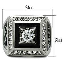 Load image into Gallery viewer, Rings for Men Silver Stainless Steel TK493 with AAA Grade Cubic Zirconia in Clear
