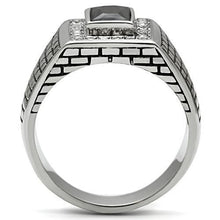 Load image into Gallery viewer, Rings for Men Silver Stainless Steel TK494 with AAA Grade Cubic Zirconia in Jet
