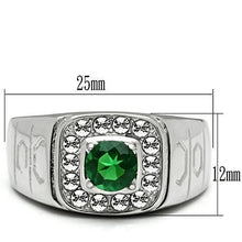 Load image into Gallery viewer, Rings for Men Silver Stainless Steel TK496 with Glass in Emerald
