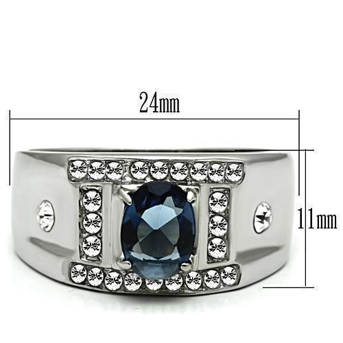 Rings for Men Silver Stainless Steel TK497 with Glass in Montana - Jewelry Store by Erik Rayo