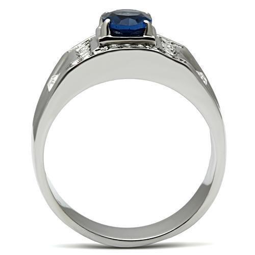 Rings for Men Silver Stainless Steel TK497 with Glass in Montana - Jewelry Store by Erik Rayo