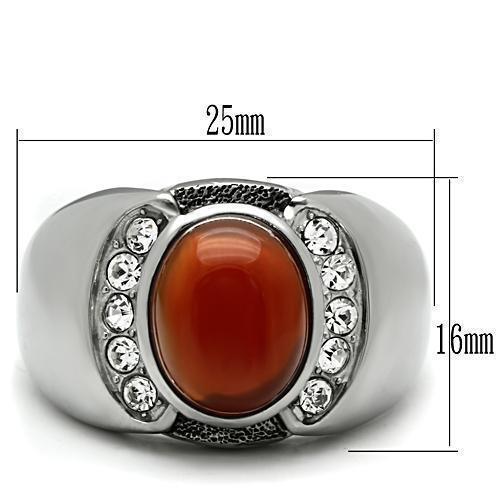 Rings for Men Silver Stainless Steel TK499 with Semi-Precious Onyx in Siam - Jewelry Store by Erik Rayo