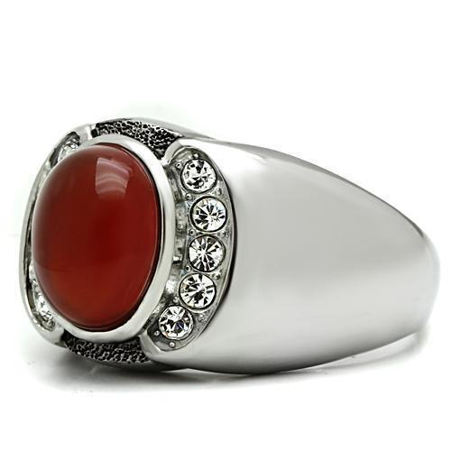 Rings for Men Silver Stainless Steel TK499 with Semi-Precious Onyx in Siam - Jewelry Store by Erik Rayo