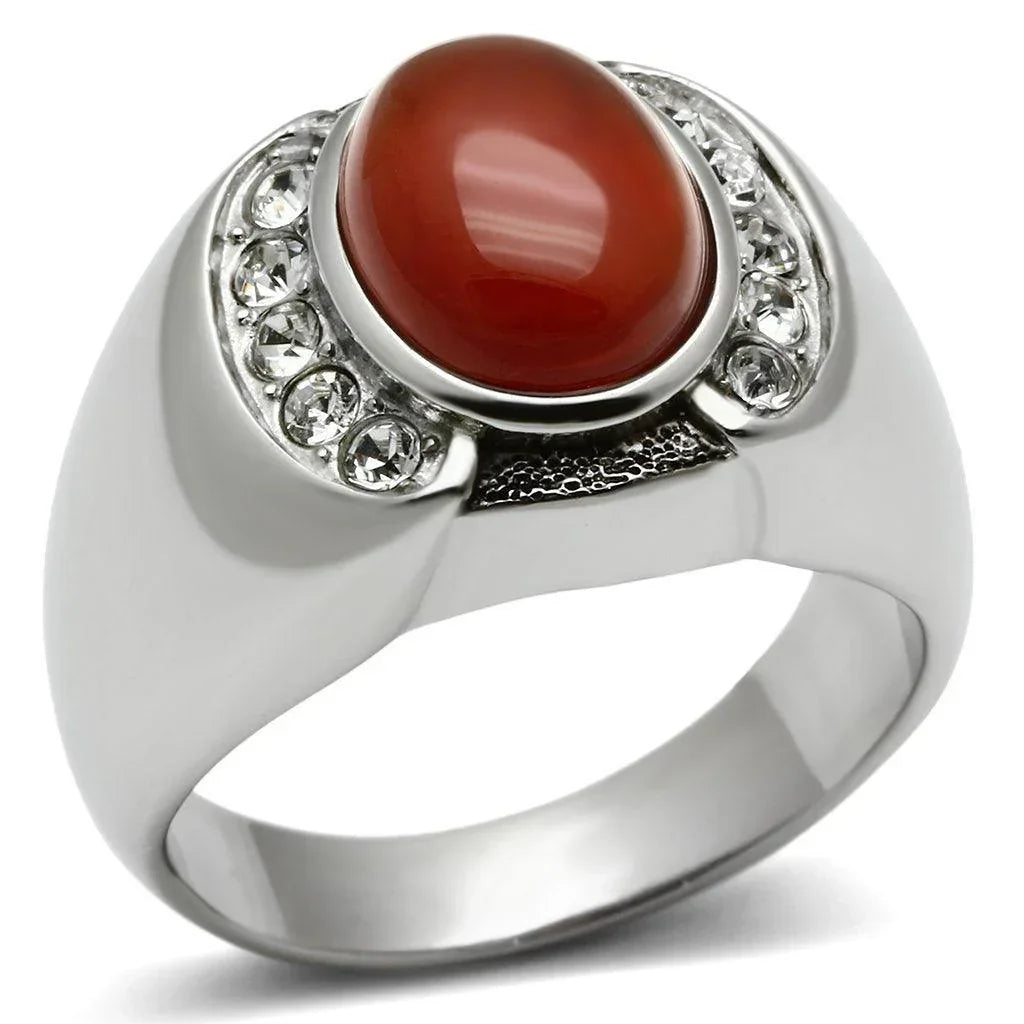 Rings for Men Silver Stainless Steel TK499 with Semi-Precious Onyx in Siam - Jewelry Store by Erik Rayo