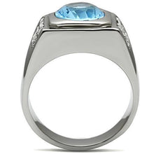 Load image into Gallery viewer, Rings for Men Silver Stainless Steel TK500 with Glass in Light Sapphire
