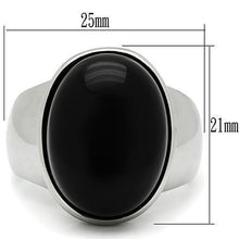 Load image into Gallery viewer, Rings for Men Silver Stainless Steel TK501 with Semi-Precious Onyx in Jet
