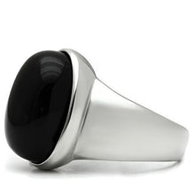 Load image into Gallery viewer, Rings for Men Silver Stainless Steel TK501 with Semi-Precious Onyx in Jet
