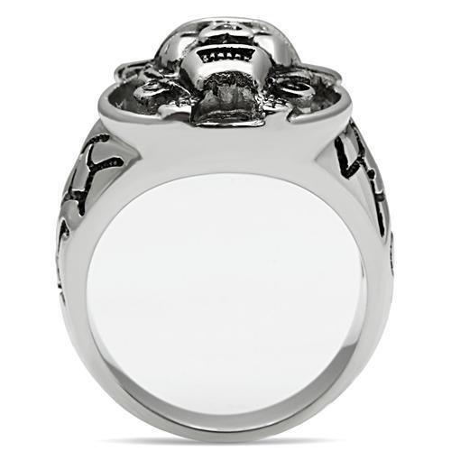 Rings for Men Silver Stainless Steel TK502 with Top Grade Crystal in Jet - Jewelry Store by Erik Rayo