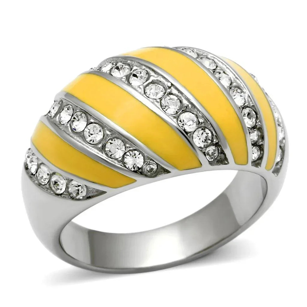 Silver Rings for Women Stainless Steel TK506 with Top Grade Crystal in Clear - Jewelry Store by Erik Rayo