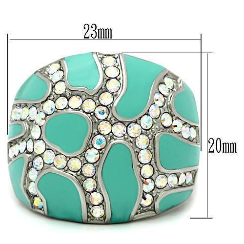Silver Rings for Women Stainless Steel TK507 with Top Grade Crystal in Aurora Borealis (Rainbow Effect) - Jewelry Store by Erik Rayo
