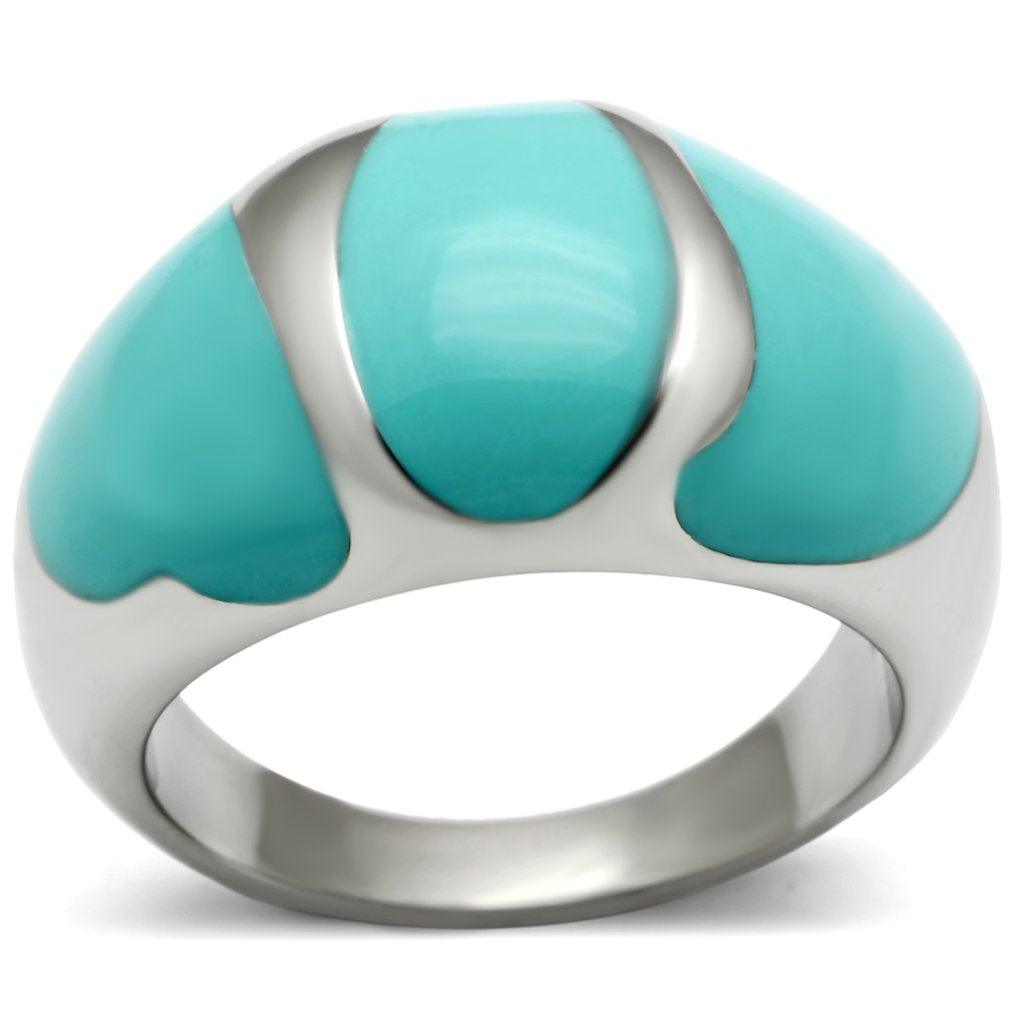 Silver Rings for Women Stainless Steel TK509 with Epoxy in Turquoise