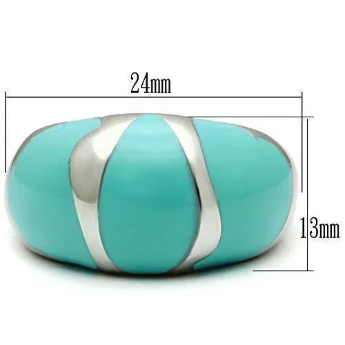 Silver Rings for Women Stainless Steel TK509 with Epoxy in Turquoise - Jewelry Store by Erik Rayo