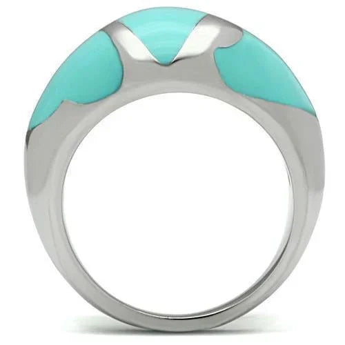 Silver Rings for Women Stainless Steel TK509 with Epoxy in Turquoise - Jewelry Store by Erik Rayo