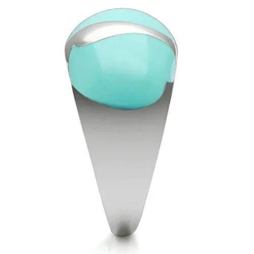 Silver Rings for Women Stainless Steel TK509 with Epoxy in Turquoise - Jewelry Store by Erik Rayo