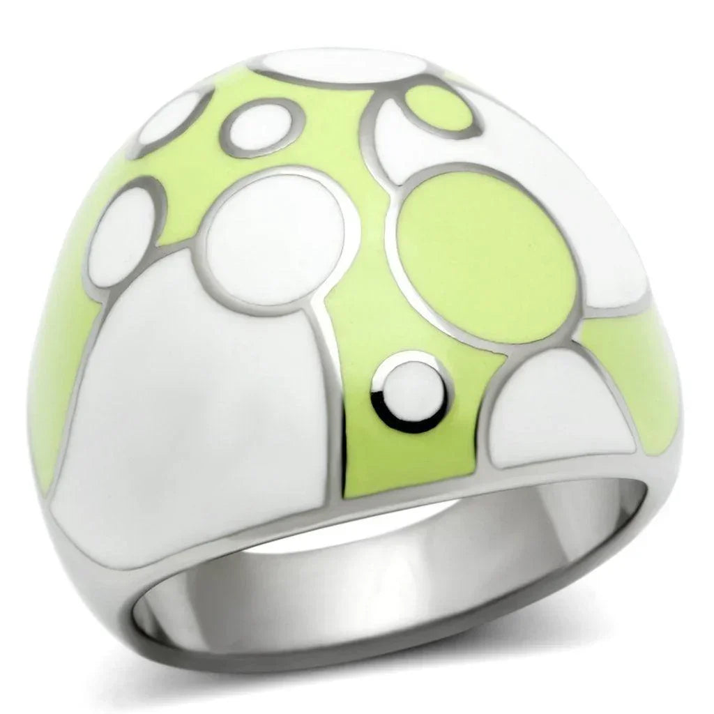 Silver Rings for Women Stainless Steel TK511 with Epoxy in Multi Color - Jewelry Store by Erik Rayo