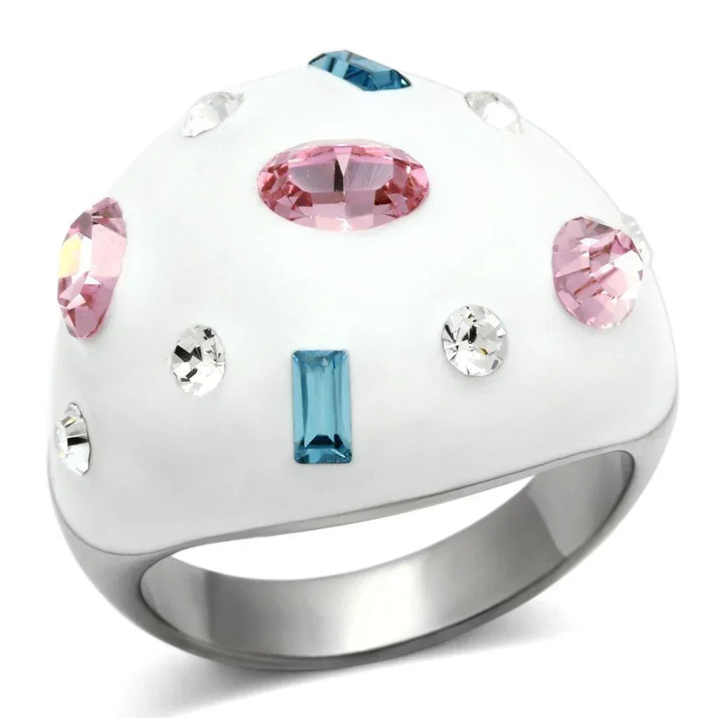 Silver Rings for Women Stainless Steel TK512 with Top Grade Crystal in Multi Color - Jewelry Store by Erik Rayo