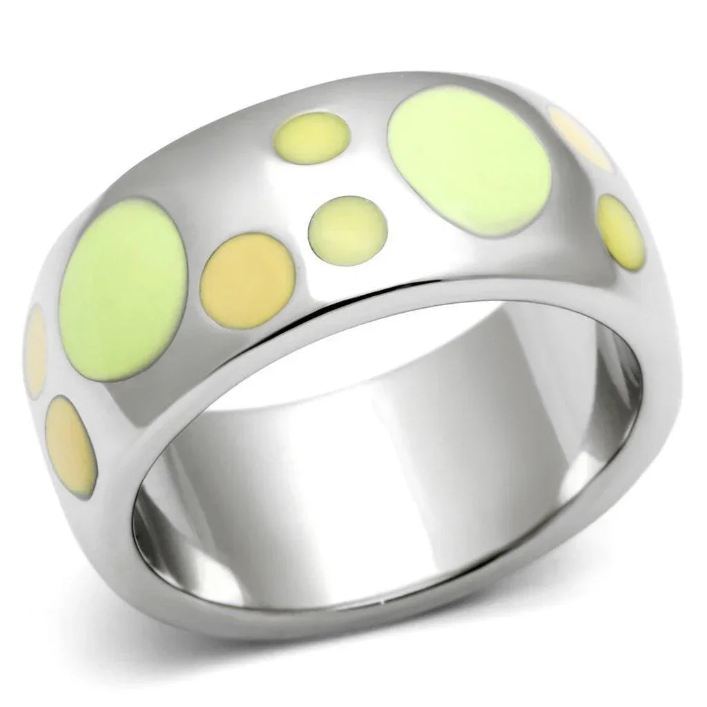 Silver Rings for Women Stainless Steel TK513 with Epoxy in Multi Color - Jewelry Store by Erik Rayo