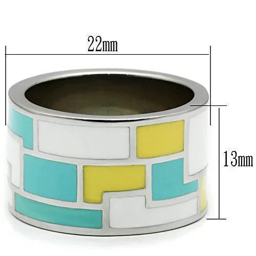 Silver Rings for Women Stainless Steel TK514 with Epoxy in Multi Color - Jewelry Store by Erik Rayo