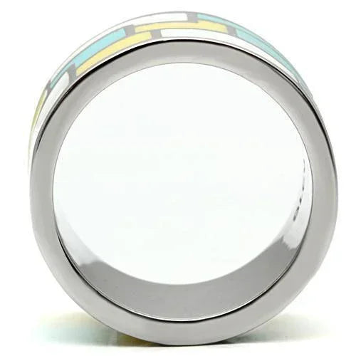 Silver Rings for Women Stainless Steel TK514 with Epoxy in Multi Color - Jewelry Store by Erik Rayo