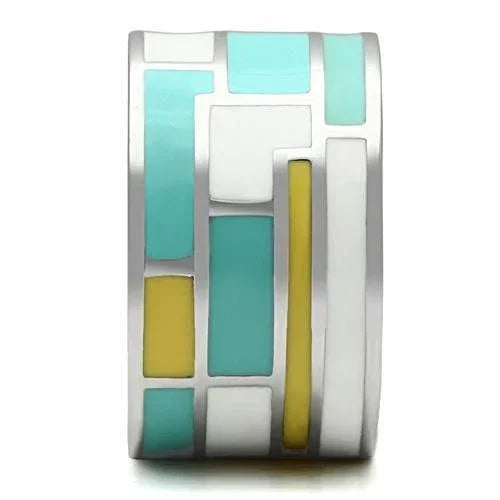 Silver Rings for Women Stainless Steel TK514 with Epoxy in Multi Color - Jewelry Store by Erik Rayo