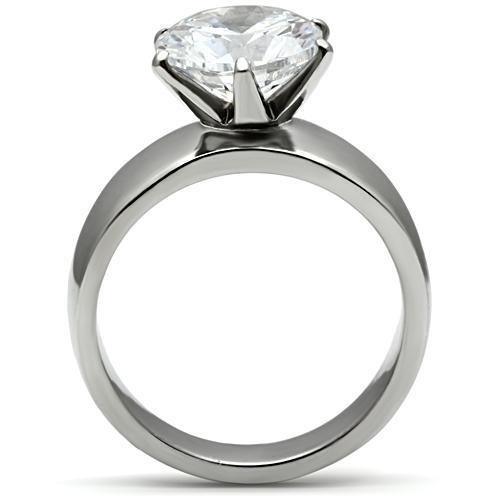 Silver Rings for Women Stainless Steel TK520 with AAA Grade Cubic Zirconia in Clear - Jewelry Store by Erik Rayo