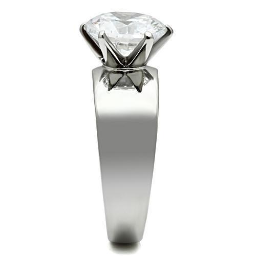 Silver Rings for Women Stainless Steel TK520 with AAA Grade Cubic Zirconia in Clear - Jewelry Store by Erik Rayo