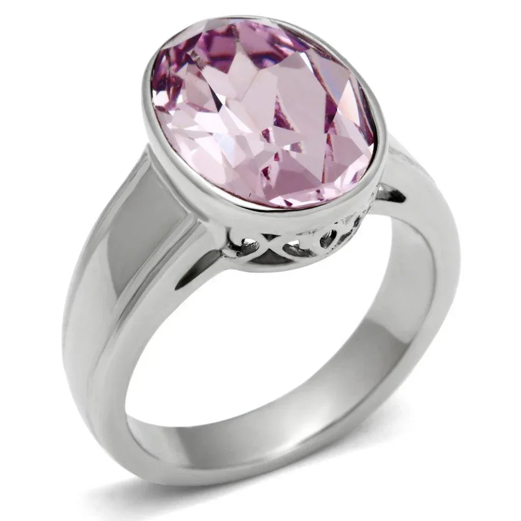 Silver Rings for Women Stainless Steel TK522 with Top Grade Crystal in Light Amethyst - Jewelry Store by Erik Rayo