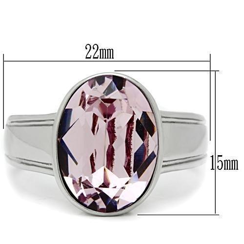 Silver Rings for Women Stainless Steel TK522 with Top Grade Crystal in Light Amethyst - Jewelry Store by Erik Rayo