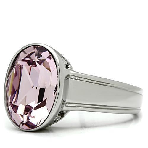 Silver Rings for Women Stainless Steel TK522 with Top Grade Crystal in Light Amethyst - Jewelry Store by Erik Rayo