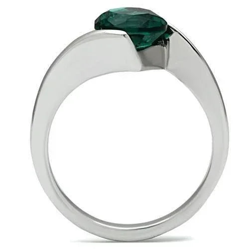 Silver Rings for Women Stainless Steel TK523 with Glass in Blue Zircon - Jewelry Store by Erik Rayo