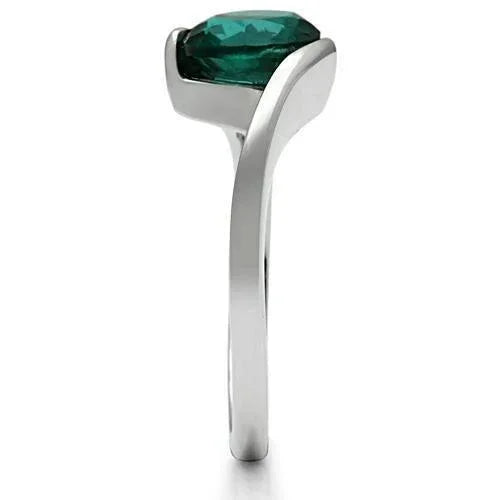 Silver Rings for Women Stainless Steel TK523 with Glass in Blue Zircon - Jewelry Store by Erik Rayo