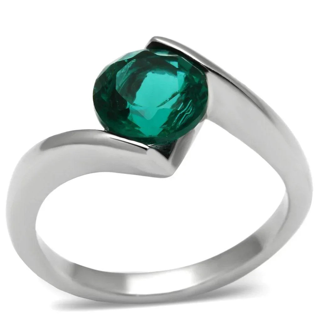 Silver Rings for Women Stainless Steel TK523 with Glass in Blue Zircon - Jewelry Store by Erik Rayo