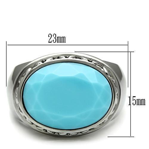 Silver Rings for Women Stainless Steel TK525 with Glass in Sea Blue - Jewelry Store by Erik Rayo