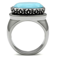 Load image into Gallery viewer, Silver Rings for Women Stainless Steel TK525 with Glass in Sea Blue
